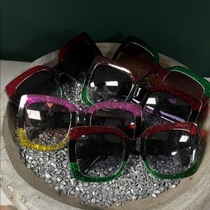 Colorful Glitter Square Sunglasses